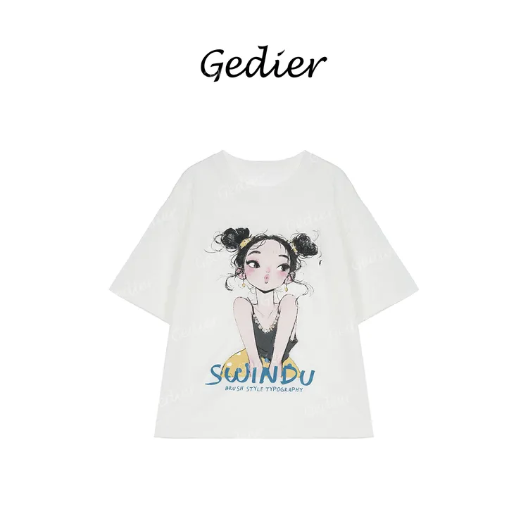 【歌蒂尔】“俏皮女孩” 2025年女士夏季时尚卡通印花T恤 TG520565Y