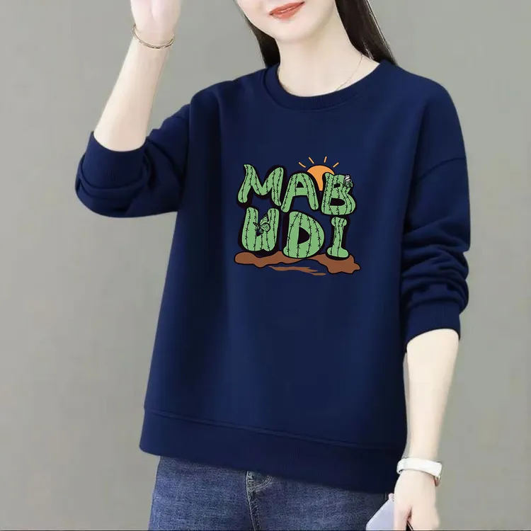2025新款棉质长袖卫衣T恤女大码胖mm时尚宽松显瘦洋气韩版百搭T恤