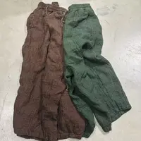 SN234复古厚实提花亚麻抽绳休闲阔腿裤