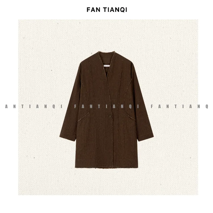 范天奇/FAN TIANQI【乌木沉香】韩国进口亚麻做旧棉外套FZOT56171