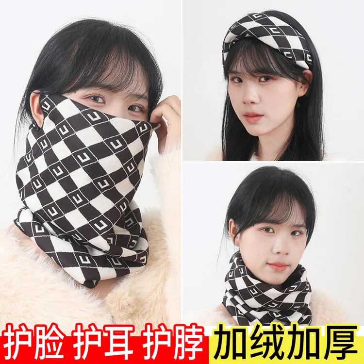 秋冬季围脖女百变挂耳面罩保暖护颈脖套百搭围巾骑行防风寒面罩