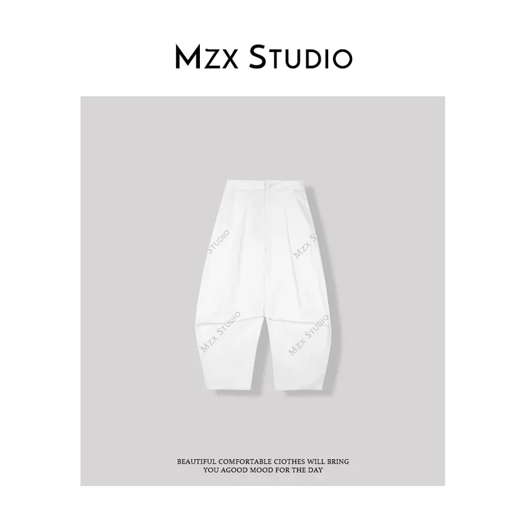 MZX纯棉百搭工装休闲弯刀裤阔腿裤KZ7576-X
