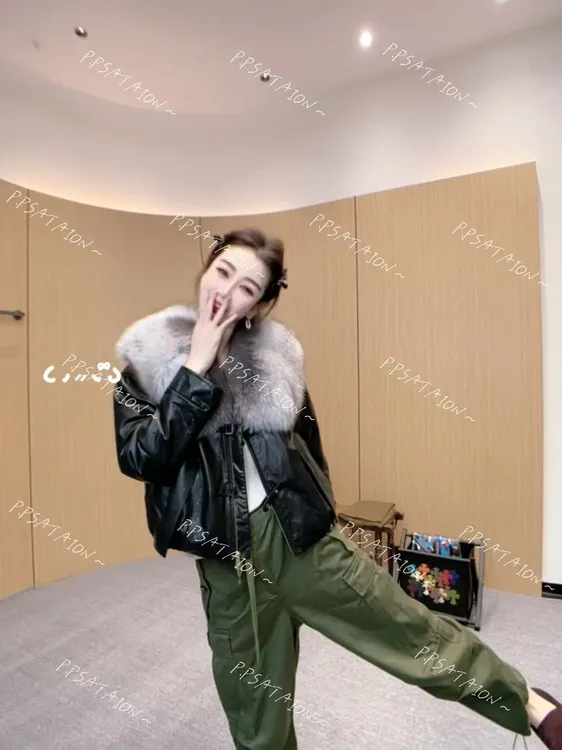 PP 2025 | 晴云出秞 琥珀流光风牛皮油蜡狐狸毛领轻奢皮衣