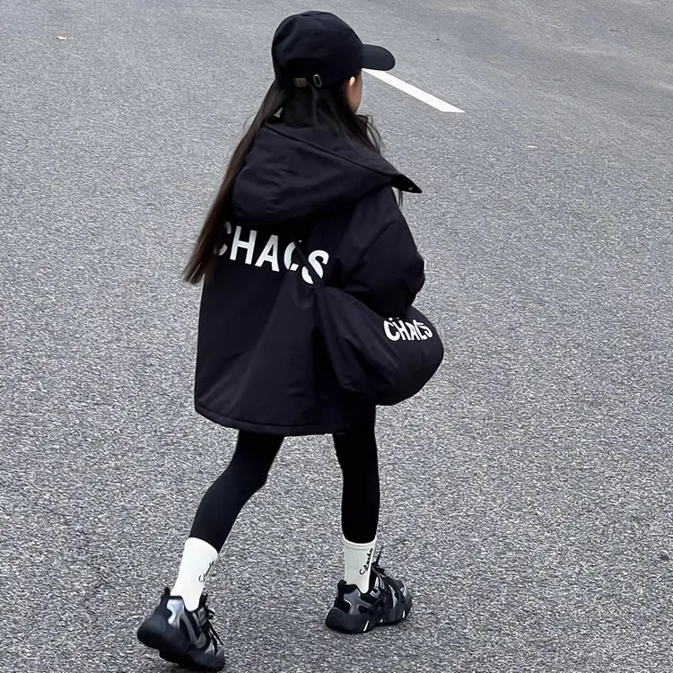 女童外套秋冬款2025新款儿童冲锋衣夹棉加厚二棉服女大童秋装童装