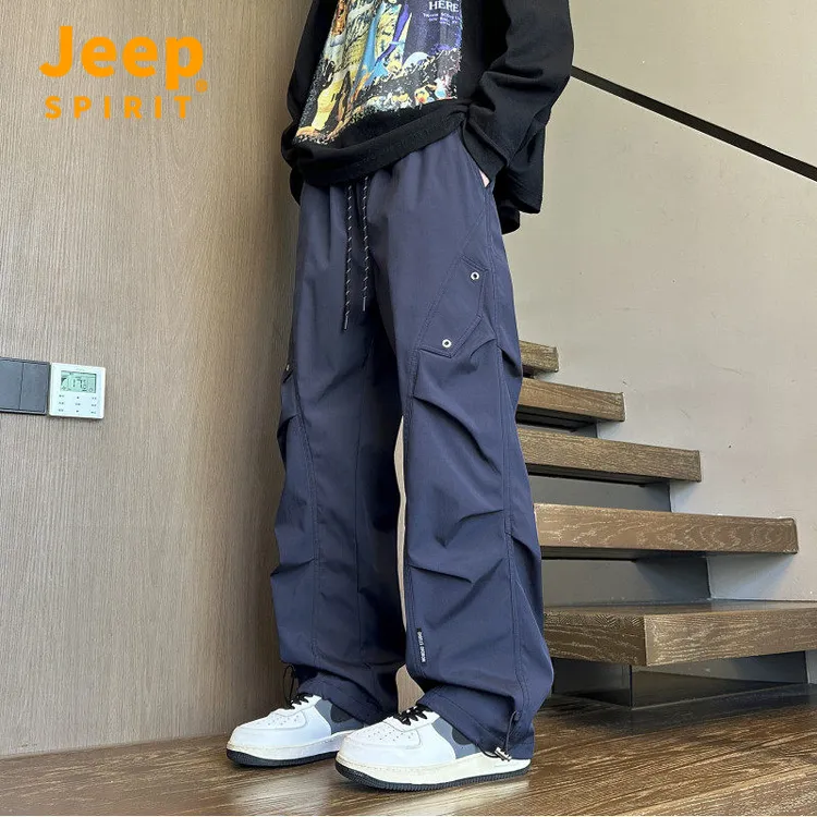 Jeep吉普2025秋季新款软壳冲锋裤男秋季痞帅直筒百搭潮流休闲长裤