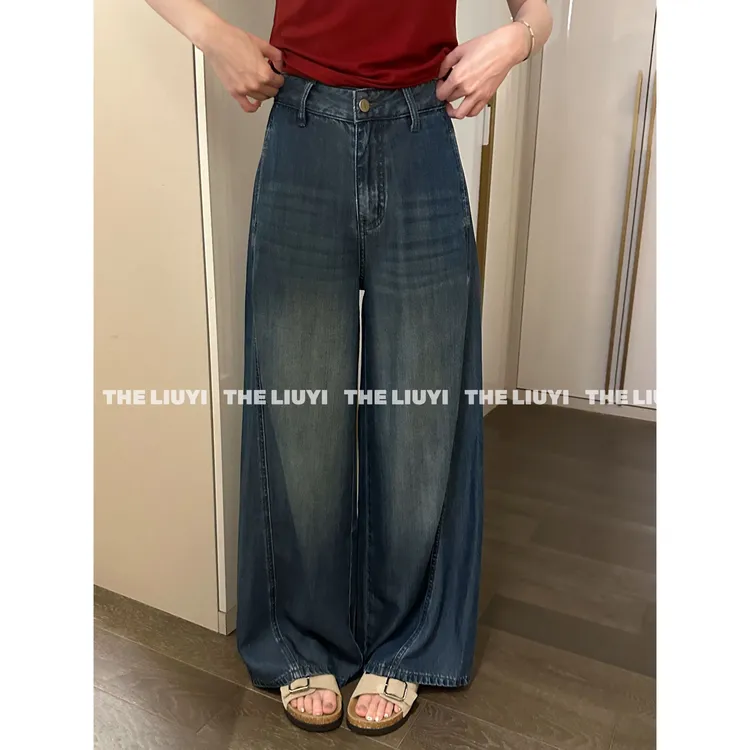 【LIUYI】100%天丝凉感牛仔宽松阔腿裤56218