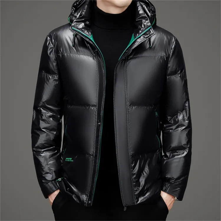 Fervemore费韦戈摩连帽亮面羽绒服男士时尚运动休闲防水保暖外套