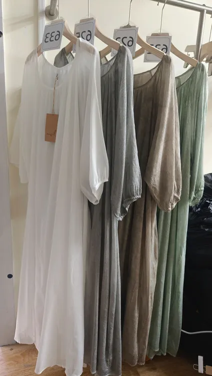 韩版宽松休闲简约复古棉麻长袖连衣裙