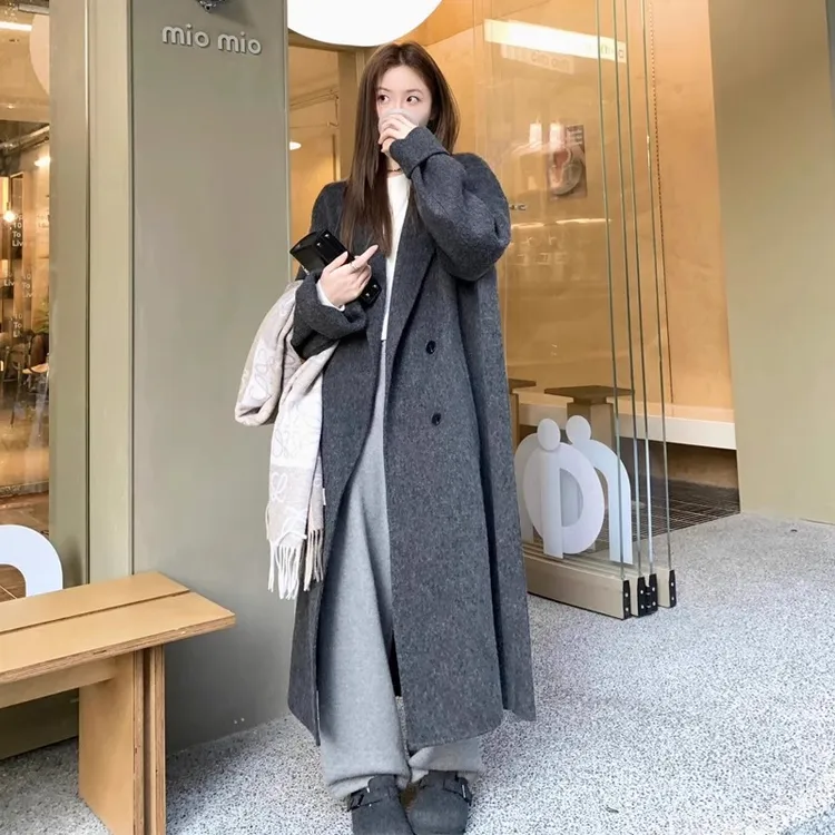 高个子胖mm200多斤加长款毛呢大衣大码女装秋冬加厚显瘦呢子外套