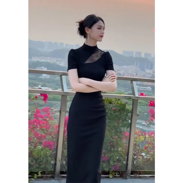 新中式国风改良版日常旗袍年轻款少女高端绝美黑色连衣裙女夏2025