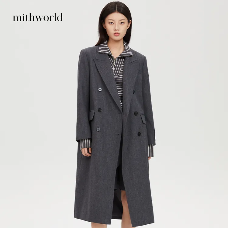 mithworld/沵媞芝麻绒呢双排扣西装大衣外套女W4FFS6139E8A