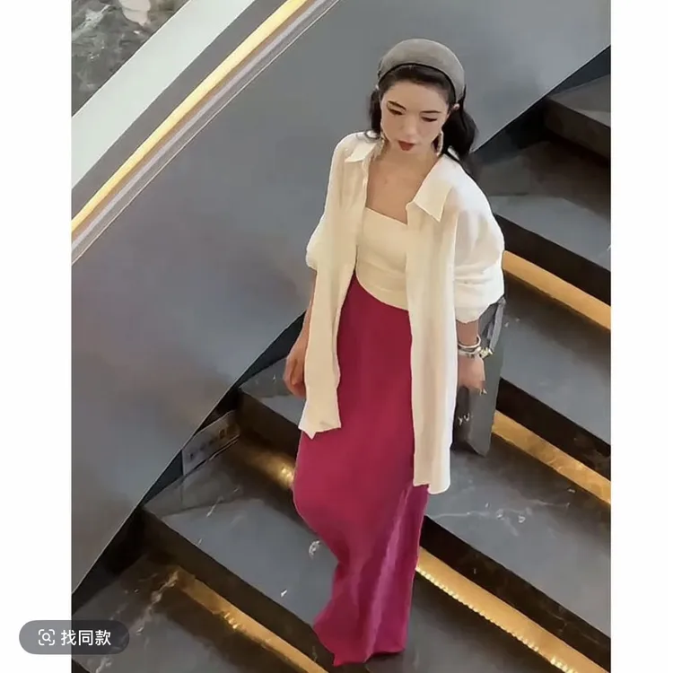 早秋新款韩系穿搭宽松长袖衬衫上衣网红洋气炸街女装高腰半身开叉