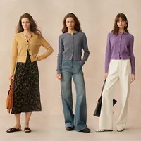 Fabrique Jinji 【三色】早秋新品法式花边绞花绵羊毛短款针织开衫