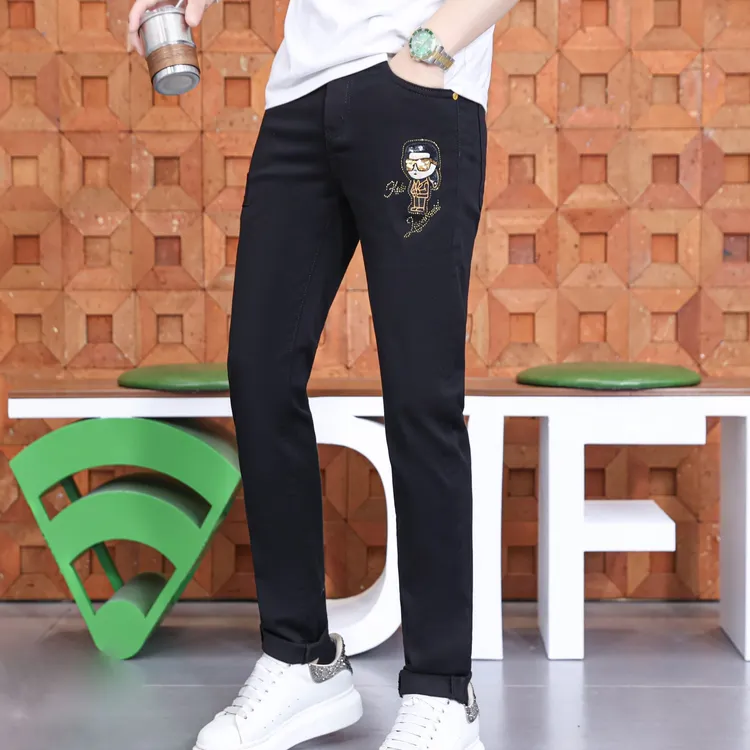 2025春夏款男士法国小老头薄款潮流牛仔裤轻奢时尚百搭软牛仔弹力