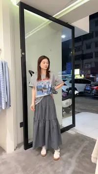 萱萱【三件套】宽松短袖+格子半裙+发圈三件套装662505186 041103