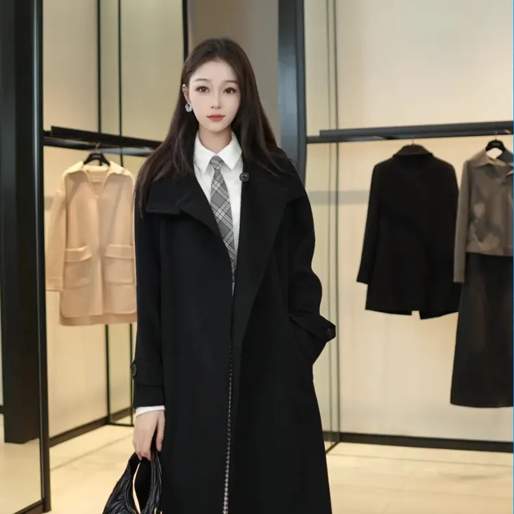 GIRDEAR/哥弟新款气质上衣百搭大衣女装千极简中长款羊毛大衣