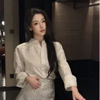 【浮云织梦】早春法式复古白色衬衫重工设计刺绣宽松微透百搭上衣