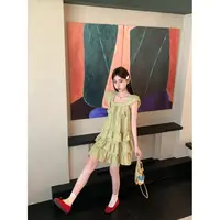 【赵小小&裙摆涟漪】27589 法式小飞袖漂亮独特收腰a字公主连衣裙女