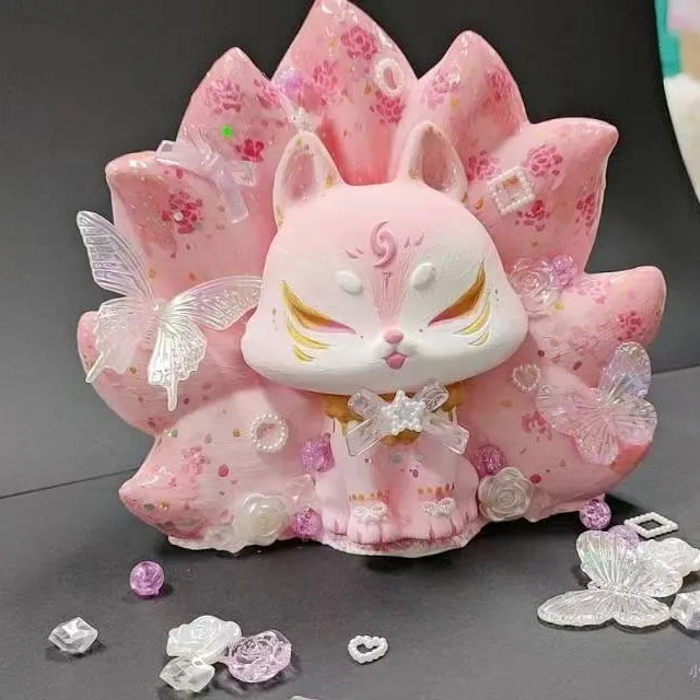 3D立体大号九尾狐石膏娃娃手工DIY亲子情侣涂色白胚儿童涂色玩具