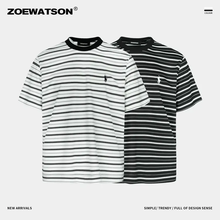 【ZOEWATSON】男士圆领运动针织直筒休闲夏季春夏简约百搭宽松W812