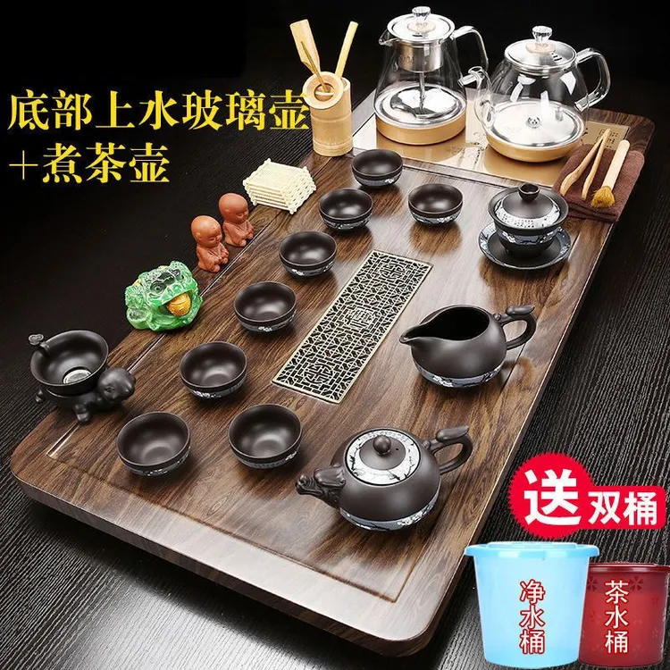 煮茶烧水茶具套装家用功夫全自动底部上水茶台一体客厅茶盘整套煮