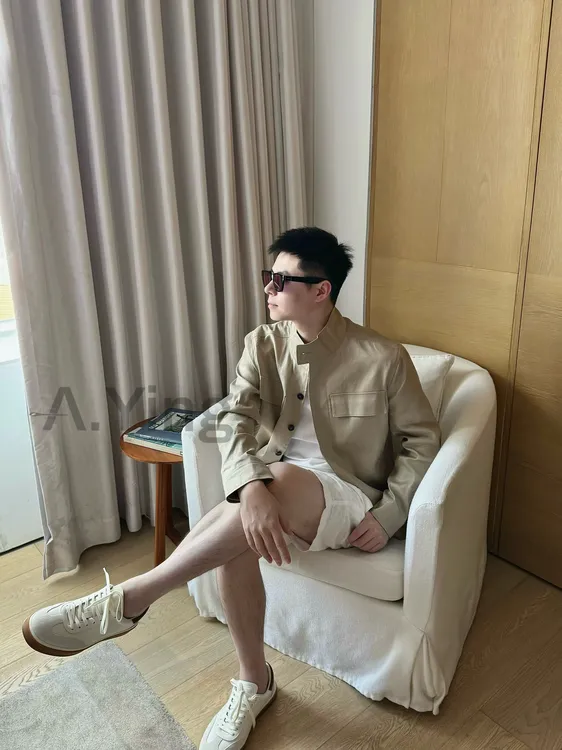 A.Ying【25FW 0810】杰尼家秋季绿洲亚麻外套立领夹克男士简约休闲
