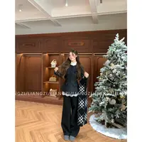 梁子【黑巧美学】冬季千金感小香风短款外套收腰单排扣羽绒服轻装滑