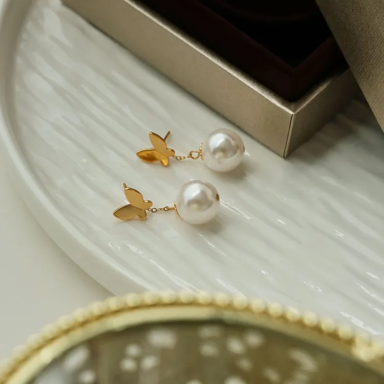 阿卡妍 925银耳饰 甜美蝴蝶流苏耳钉优雅清新百搭闺蜜时尚ins耳饰