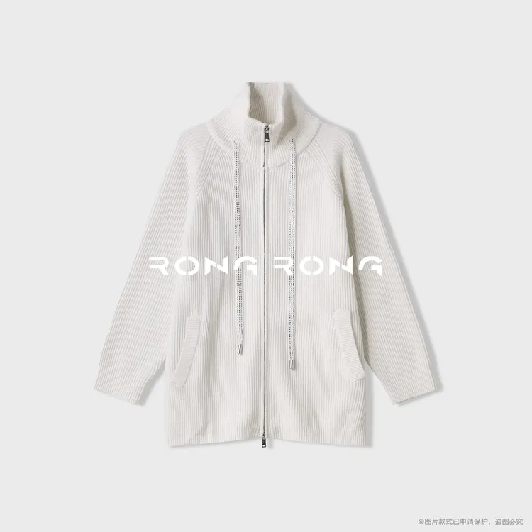 溶溶【甜系优雅】RONGRONG 羊毛高领18支加绒休闲针织开衫25S273