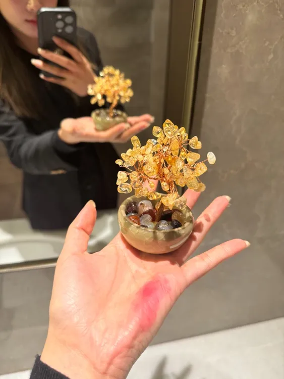 “财富之石”黄水晶树风水摆件kai光灵