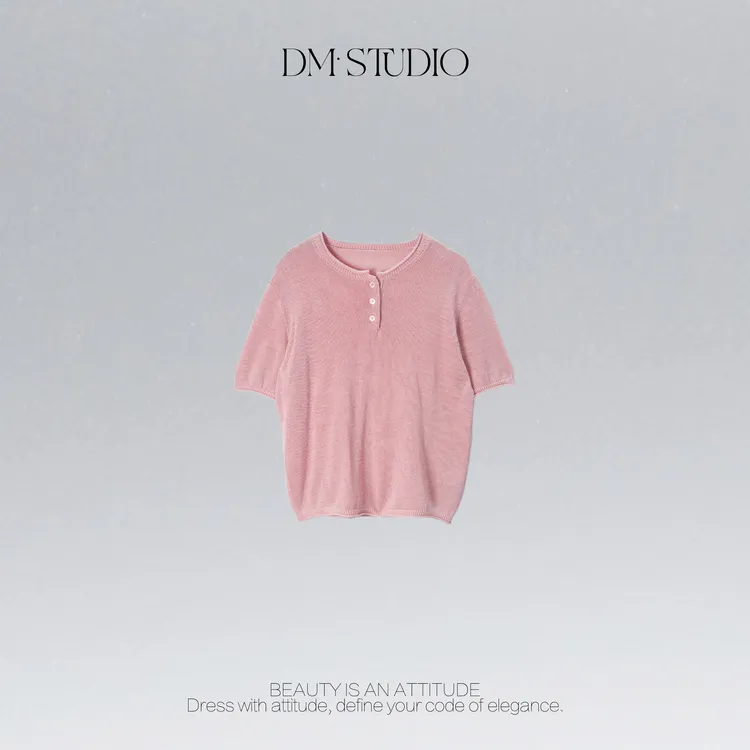 DEDM•STUDIO/夏季百搭气质极简风纯色圆领短袖上衣2506ZZS/5006