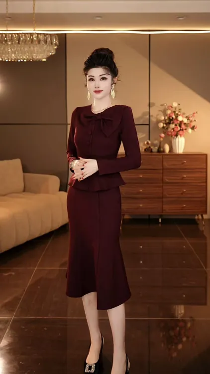 【潼潼严选】秋冬新款轻奢名媛气质时尚显瘦鱼尾连衣裙-1023-2