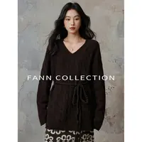 饭饭FANN【旧日裁缝】绵羊毛高品质格雷系耗牛绒麻花纹毛衣FANNA315