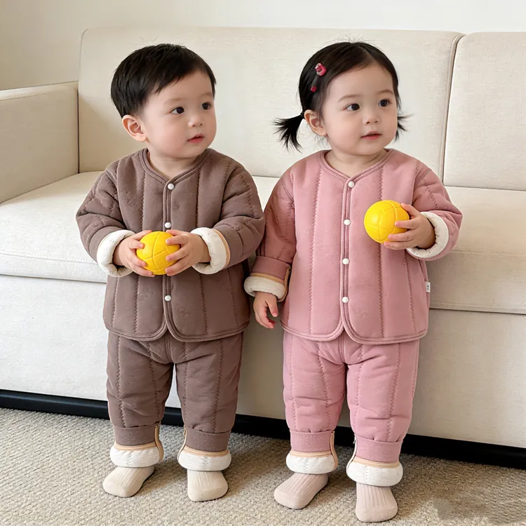 宝宝保暖三层加厚婴儿套装婴幼儿小棉袄内胆冬季小童二件套