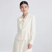 【晨粉专享价】【气质通勤】春秋款休闲OL抽褶设计五分袖西装外套女