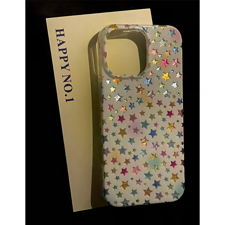 雅天立ins晕染鎏金星星适用iPhone17苹果手机壳华为vivo小米oppo