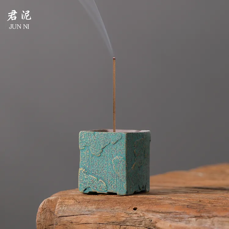 敦煌文书文创线香香插香座家用室内熏香白檀沉香茶道创意四方香炉