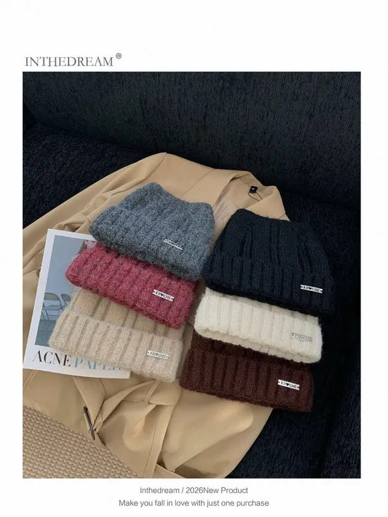 可爱猫咪耳朵毛线帽女秋冬宽松大头围包头帽保暖护耳针织帽显脸小