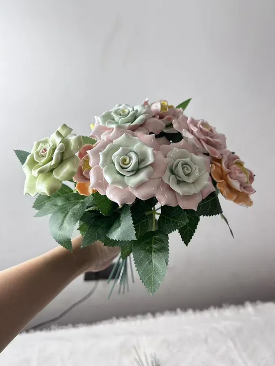 景德镇陶瓷花 大号牡丹 家居装饰品 仿真花束 新年礼物 手工花朵