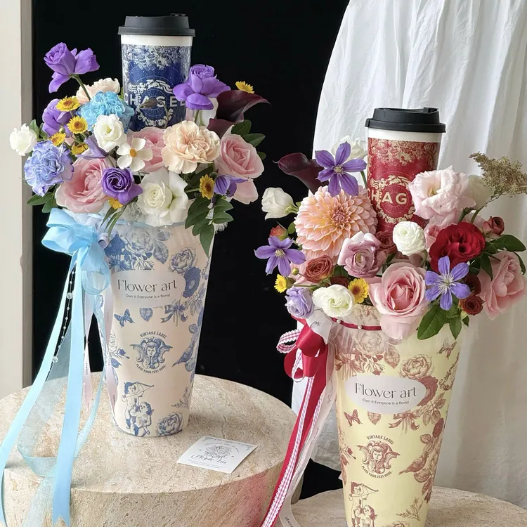 【1帮1】七夕梅尔罗斯花园157克硬卡纸复古印花包装鲜花资材