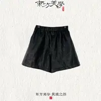 『热可可』新中式国风小皮短裤时尚百搭搭配减龄青春SR411