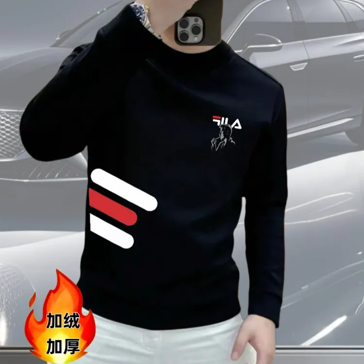美式潮牌轻奢痞帅男装秋冬新款加绒无帽套头卫衣男款爆款2025新款