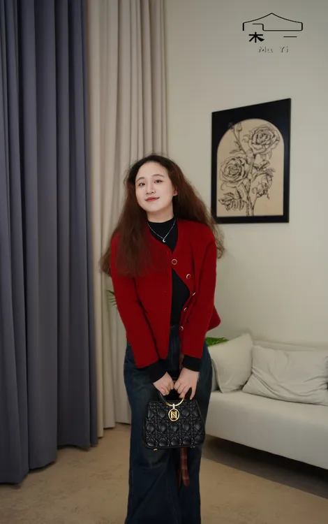 【100%羊毛】羊毛手工缝制可爱花纹小香羊毛外套MY8196