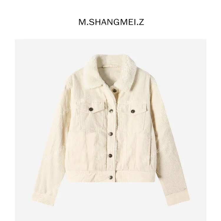 M.SHANGMEI.Z/沐熙【白雾松林】美大哥灯芯绒羊羔毛外套X12A31169