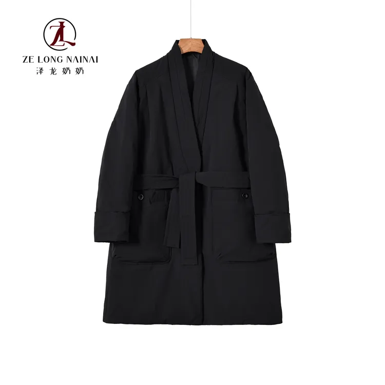 25866复古和风系带羽绒服女冬季中长款宽松收腰保暖大衣外套