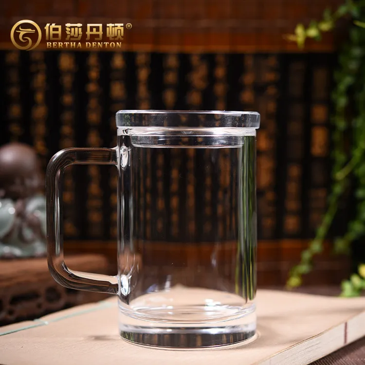 BERTHA DENTON水晶杯手工制作茶杯带把手带盖商务办公水杯送礼