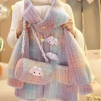 女童冬季新款儿童洋气时尚韩版洋气休闲毛呢加绒加厚保暖外套呢子