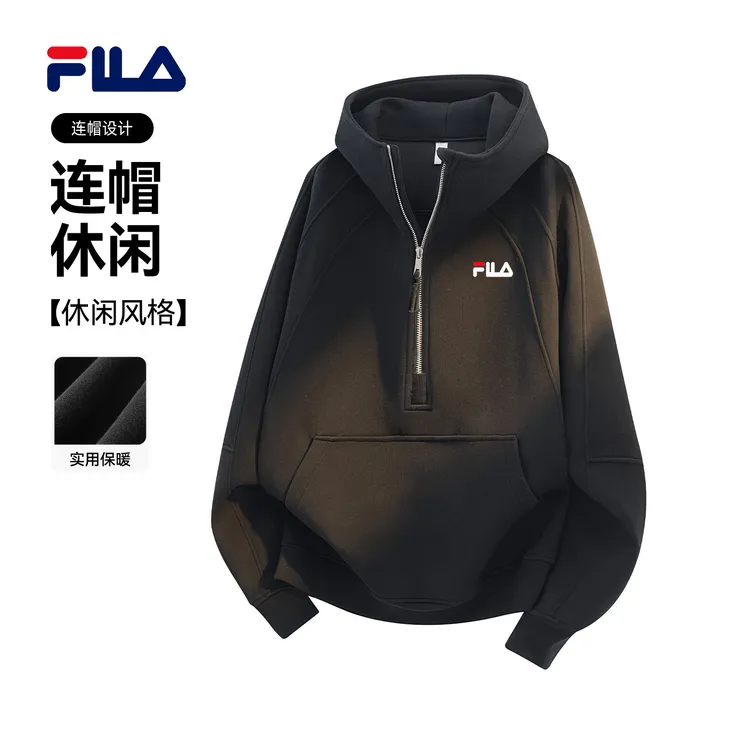 一折专区丨美式重磅半拉链连帽卫衣男潮牌设计感休闲硬挺帽衫外套