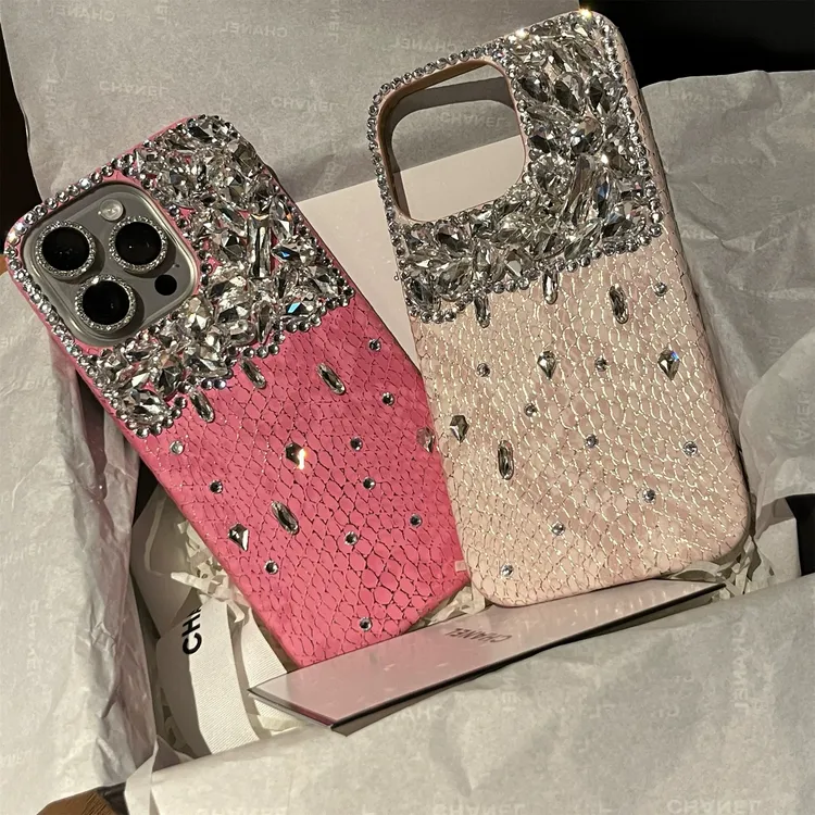 新款蛇纹满钻iPhone16promax手机壳15适用于苹果14千金风12小香风
