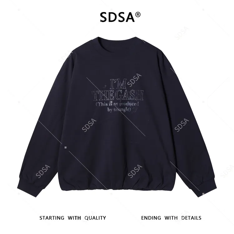 SDSA秋冬新款痞帅男装美式撞色印花字母圆领卫衣老钱风时尚上衣
